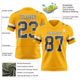 Custom Gold Steel Gray-White Mesh Authentic Football Jersey