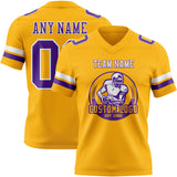 Custom Gold Purple-White Mesh Authentic Football Jersey