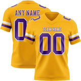 Custom Gold Purple-White Mesh Authentic Football Jersey