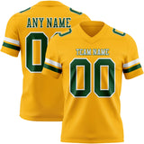 Custom Gold Green-White Mesh Authentic Football Jersey