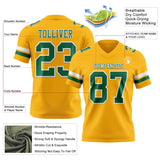 Custom Gold Kelly Green-White Mesh Authentic Football Jersey