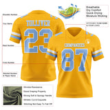 Custom Gold Light Blue-White Mesh Authentic Football Jersey