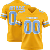 Custom Gold Light Blue-White Mesh Authentic Football Jersey