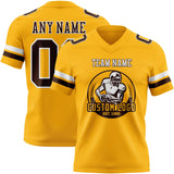 Custom Gold Brown-White Mesh Authentic Football Jersey