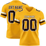 Custom Gold Brown-White Mesh Authentic Football Jersey