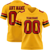 Custom Gold Red-Black Mesh Authentic Football Jersey