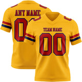 Custom Gold Red-Navy Mesh Authentic Football Jersey