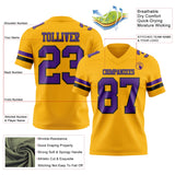 Custom Gold Purple-Black Mesh Authentic Football Jersey