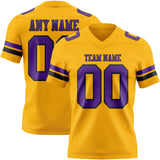 Custom Gold Purple-Black Mesh Authentic Football Jersey