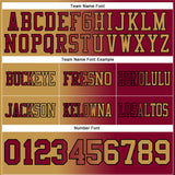 Custom Maroon Old Gold-Black Mesh Authentic Gradient Fashion Football Jersey