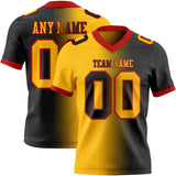 Custom Black Gold-Red Mesh Authentic Gradient Fashion Football Jersey