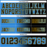 Custom Black Powder Blue-Gold Mesh Authentic Gradient Fashion Football Jersey