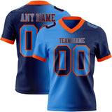 Custom Navy Powder Blue-Orange Mesh Authentic Gradient Fashion Football Jersey