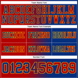 Custom Royal Red-Gold Mesh Authentic Gradient Fashion Football Jersey