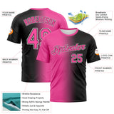 Custom Black Pink-White Gradient Fashion Performance T-Shirt