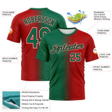Custom Red Kelly Green-White Gradient Fashion Performance T-Shirt