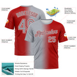 Custom Red Gray-White Gradient Fashion Performance T-Shirt