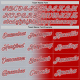 Custom Red Gray-White Gradient Fashion Performance T-Shirt