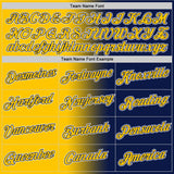 Custom Navy Yellow-White Gradient Fashion Performance T-Shirt