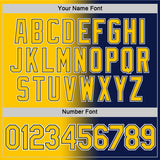 Custom Navy Yellow-White Gradient Fashion Performance T-Shirt