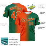 Custom Kelly Green Orange-White Gradient Fashion Performance T-Shirt