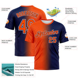 Custom Navy Orange-White Gradient Fashion Performance T-Shirt