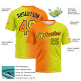 Custom Neon Yellow Bay Orange-Navy Gradient Fashion Performance T-Shirt