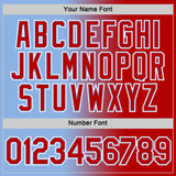 Custom Light Blue Red-White Gradient Fashion Performance T-Shirt