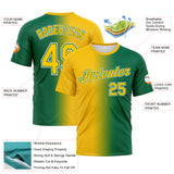 Custom Kelly Green Yellow-White Gradient Fashion Performance T-Shirt