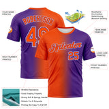 Custom Purple Orange-White Gradient Fashion Performance T-Shirt