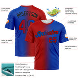 Custom Thunder Blue Red-Black Gradient Fashion Performance T-Shirt