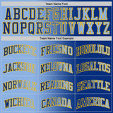 Custom Royal Light Blue-Gold Authentic Gradient Fashion Basketball Jersey
