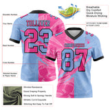 Custom Light Blue Pink-Black Mesh Authentic Gradient Fashion Scratch Football Jersey