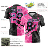Custom Black Pink-Light Blue Mesh Authentic Gradient Fashion Scratch Football Jersey