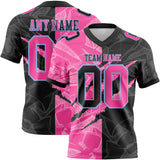 Custom Black Pink-Light Blue Mesh Authentic Gradient Fashion Scratch Football Jersey