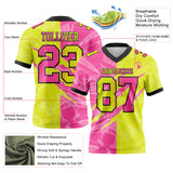 Custom Neon Yellow Pink-Black Mesh Authentic Gradient Fashion Scratch Football Jersey