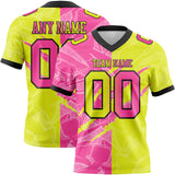 Custom Neon Yellow Pink-Black Mesh Authentic Gradient Fashion Scratch Football Jersey
