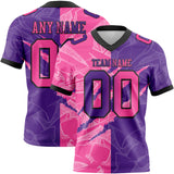 Custom Purple Pink-Black Mesh Authentic Gradient Fashion Scratch Football Jersey