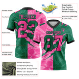 Custom Kelly Green Pink-Black Mesh Authentic Gradient Fashion Scratch Football Jersey