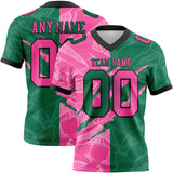 Custom Kelly Green Pink-Black Mesh Authentic Gradient Fashion Scratch Football Jersey