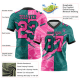 Custom Teal Pink-Black Mesh Authentic Gradient Fashion Scratch Football Jersey
