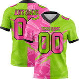 Custom Neon Green Pink-Black Mesh Authentic Gradient Fashion Scratch Football Jersey