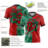 Custom Red Kelly Green-Black Mesh Authentic Gradient Fashion Scratch Football Jersey