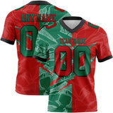Custom Red Kelly Green-Black Mesh Authentic Gradient Fashion Scratch Football Jersey