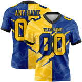 Custom Royal Yellow-Black Mesh Authentic Gradient Fashion Scratch Football Jersey