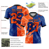Custom Royal Orange-Black Mesh Authentic Gradient Fashion Scratch Football Jersey