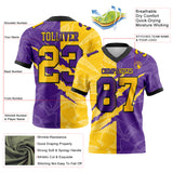 Custom Purple Yellow-Black Mesh Authentic Gradient Fashion Scratch Football Jersey