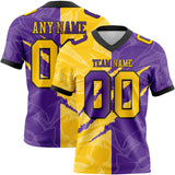 Custom Purple Yellow-Black Mesh Authentic Gradient Fashion Scratch Football Jersey
