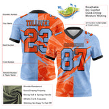 Custom Light Blue Orange-Black Mesh Authentic Gradient Fashion Scratch Football Jersey