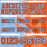 Custom Light Blue Orange-Black Mesh Authentic Gradient Fashion Scratch Football Jersey